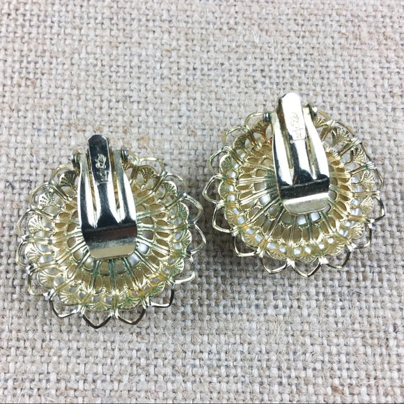 Vintage Judy Lee Clip On Round Earrings