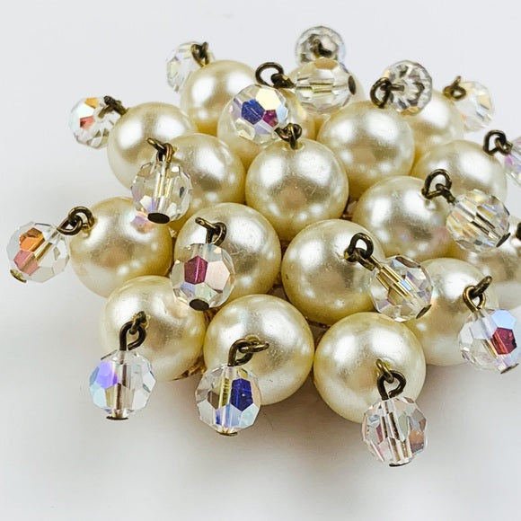 Vintage Faux Pearl Heart Shaped Brooch