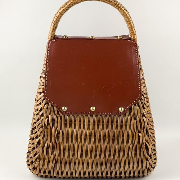 Vintage 60’s Asian Wicker Rattan Handle Purse