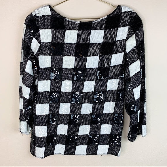 Vtg 80’s Jeanette St.Martin Sequin Cocktail Top