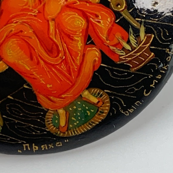 Vintage Lacquer Hand Painted Russian Pin