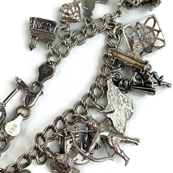 Italy ATI 925 Sterling Silver Charm Bracelet
