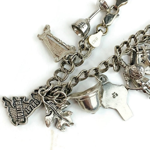 Italy ATI 925 Sterling Silver Charm Bracelet