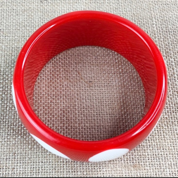 Vintage Lucite Chunky Polka Dot Bangle Bracelet