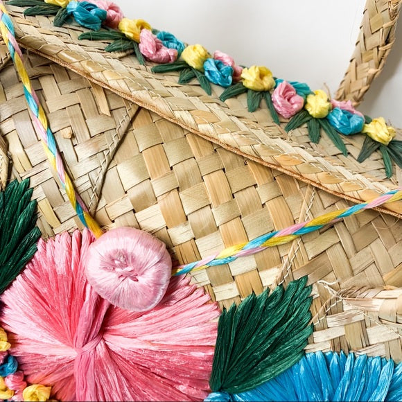 Vintage Large Woven Rattan Tote Beach Bag