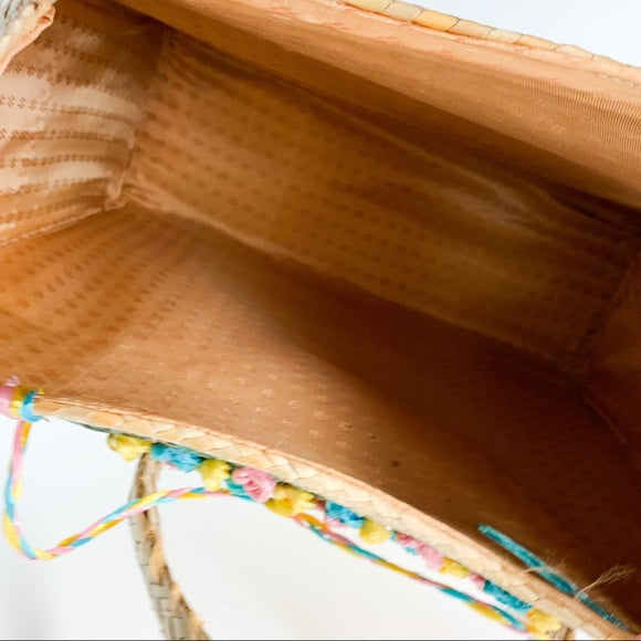 Vintage Large Woven Rattan Tote Beach Bag