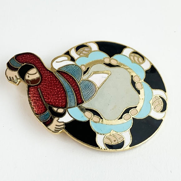 Vintage Signed Barbara Lavallee Enamel Brooch Pin