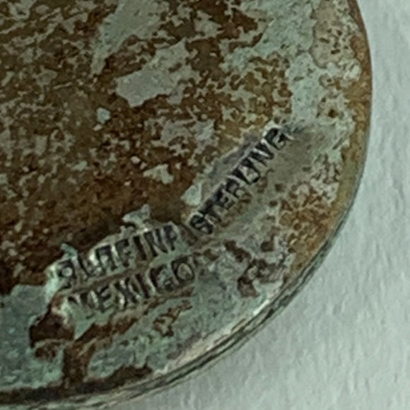 Vtg Mayan Aztec Calendar 925 Sterling Silver Set