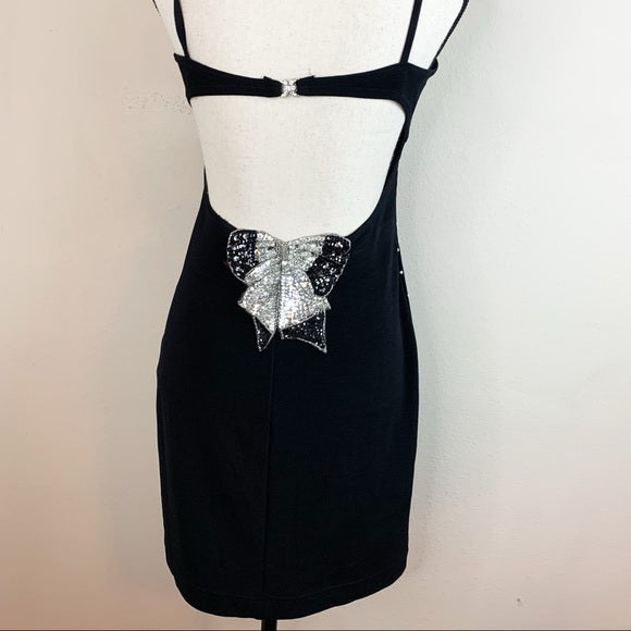 Vintage Tadashi Butterfly Sequin Patch Dress