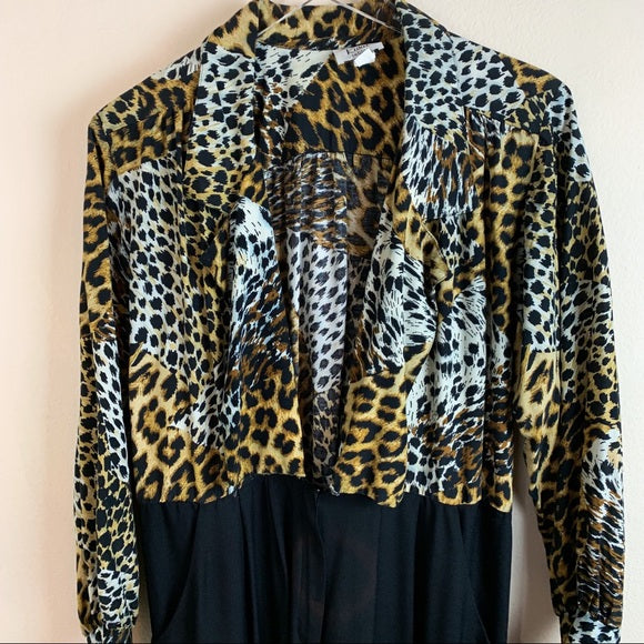 Kwai Petites Cheetah One Piece Pant Jumpsuit