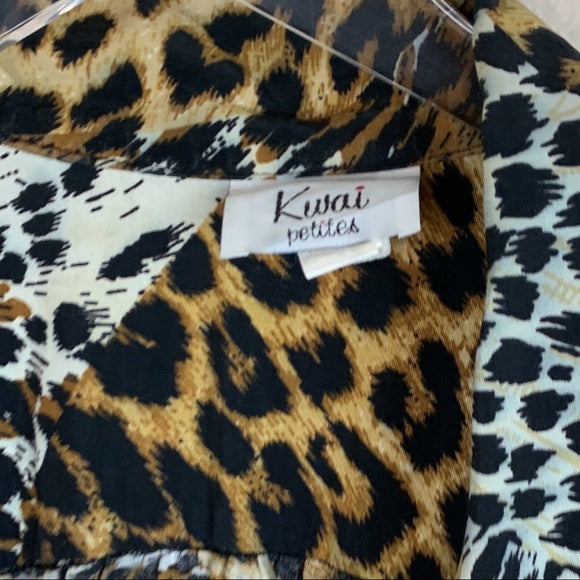 Kwai Petites Cheetah One Piece Pant Jumpsuit