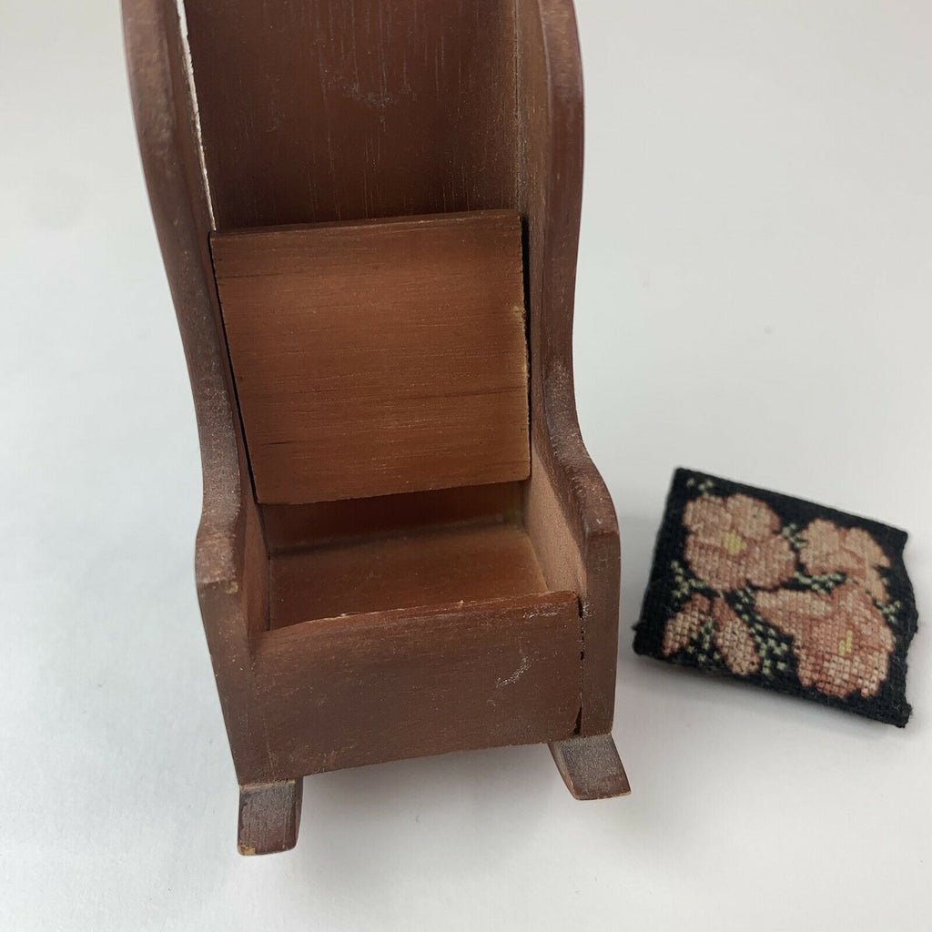 Vintage Dollhouse Miniature Wooden Wood Bench Rocking Chair Seat KYTCO