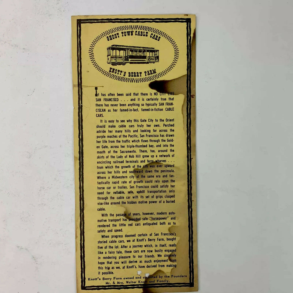 Ghost Town Cable Cars Knotts Berry Farm 15 Cent Fare Ticket