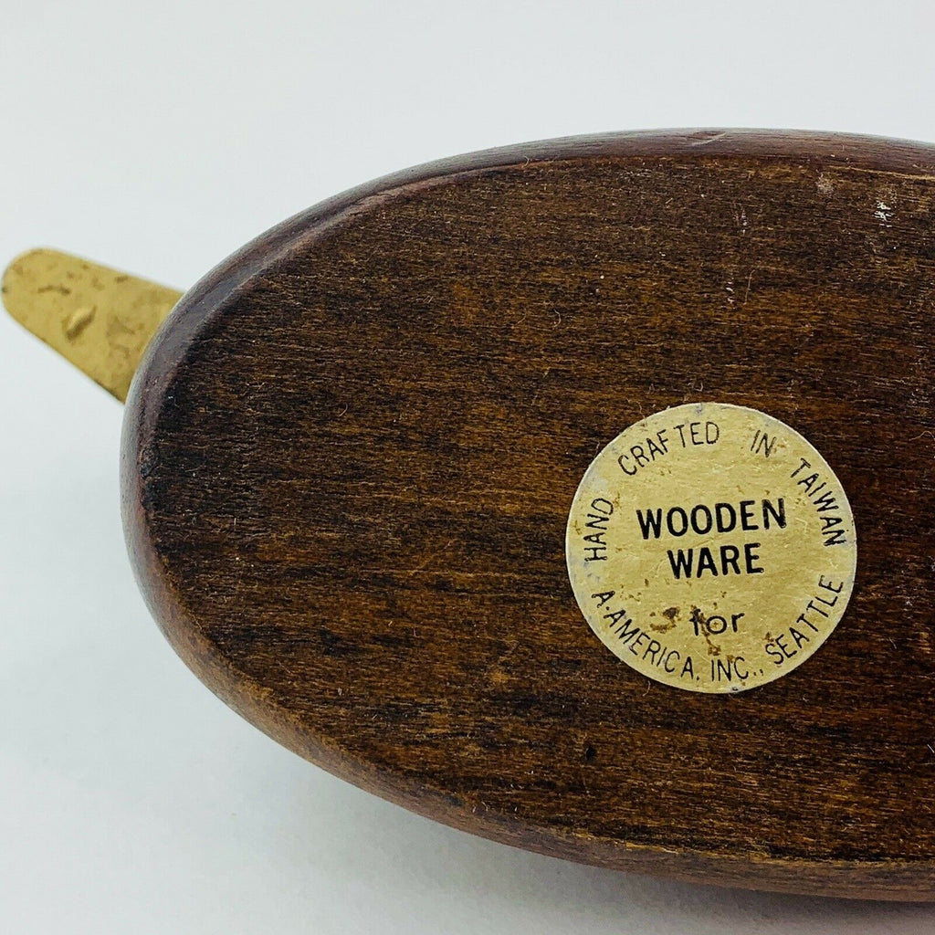 Hand Crafted Wooden Duck Brass Beak Decoy Wooden Ware Seattle Washington