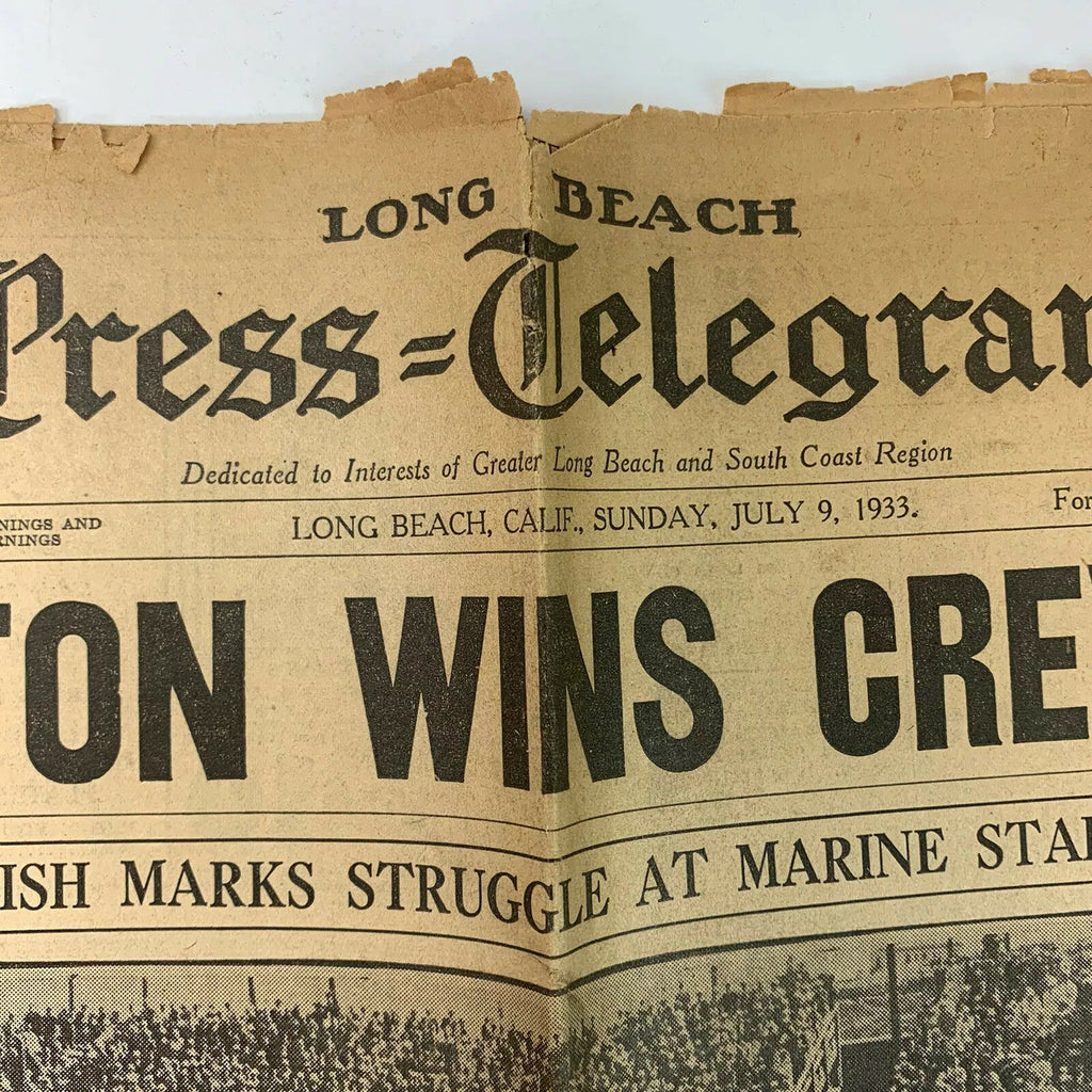 1933 Los Angeles Long Beach Newspaper