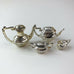 Dollhouse Doll House Miniature Silver Plated Tea 4PC Set