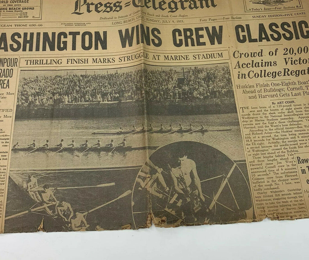 1933 Los Angeles Long Beach Newspaper