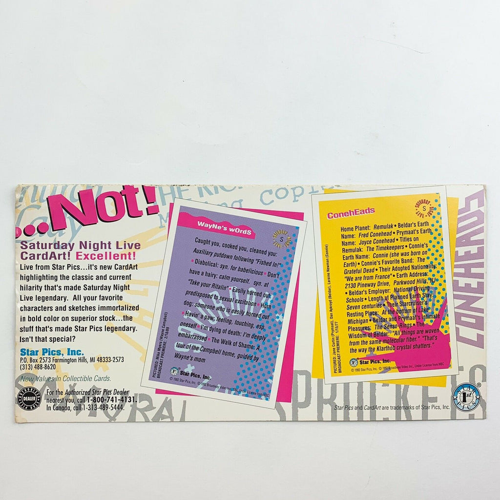 NL SATURDAY NIGHT LIVE Star Pics Trading Card Art Promo Sheet 1992