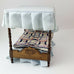 Dollhouse Furniture Wood Canopy Bedroom Bed