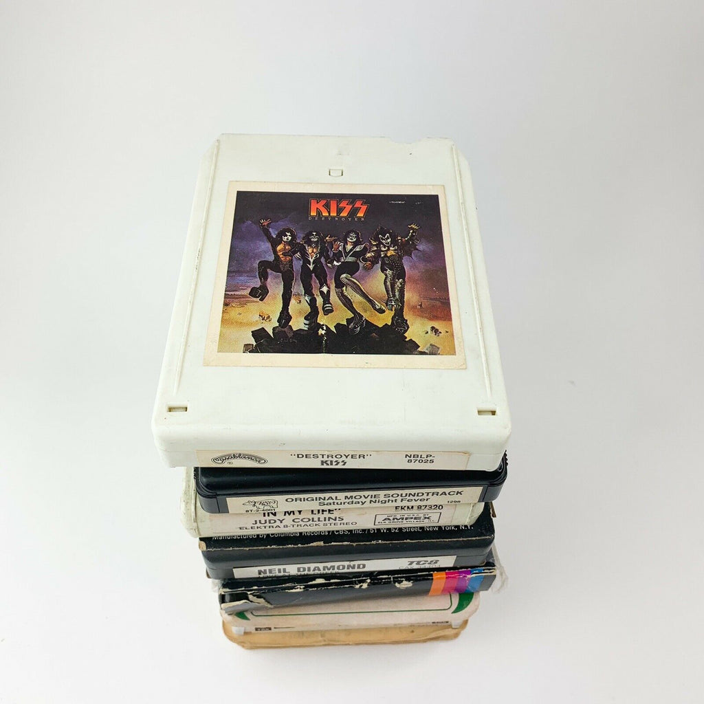 8 Track Tape Mixed Music Movie Lot 7 Kiss Neil Diamond Judy Collins Night Fever