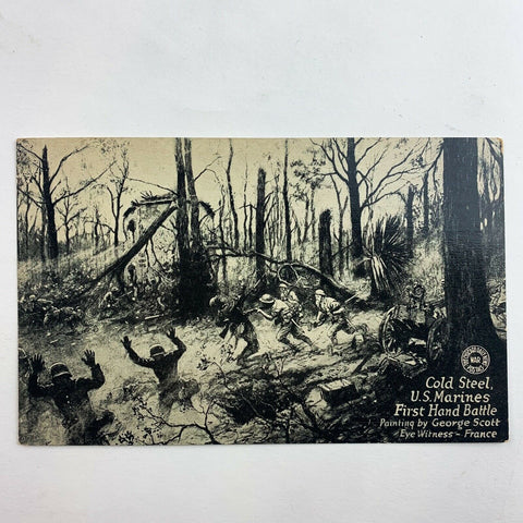 U.S. Marines First Hand Battle Cold Steel In France Postcard Chicago Daily News