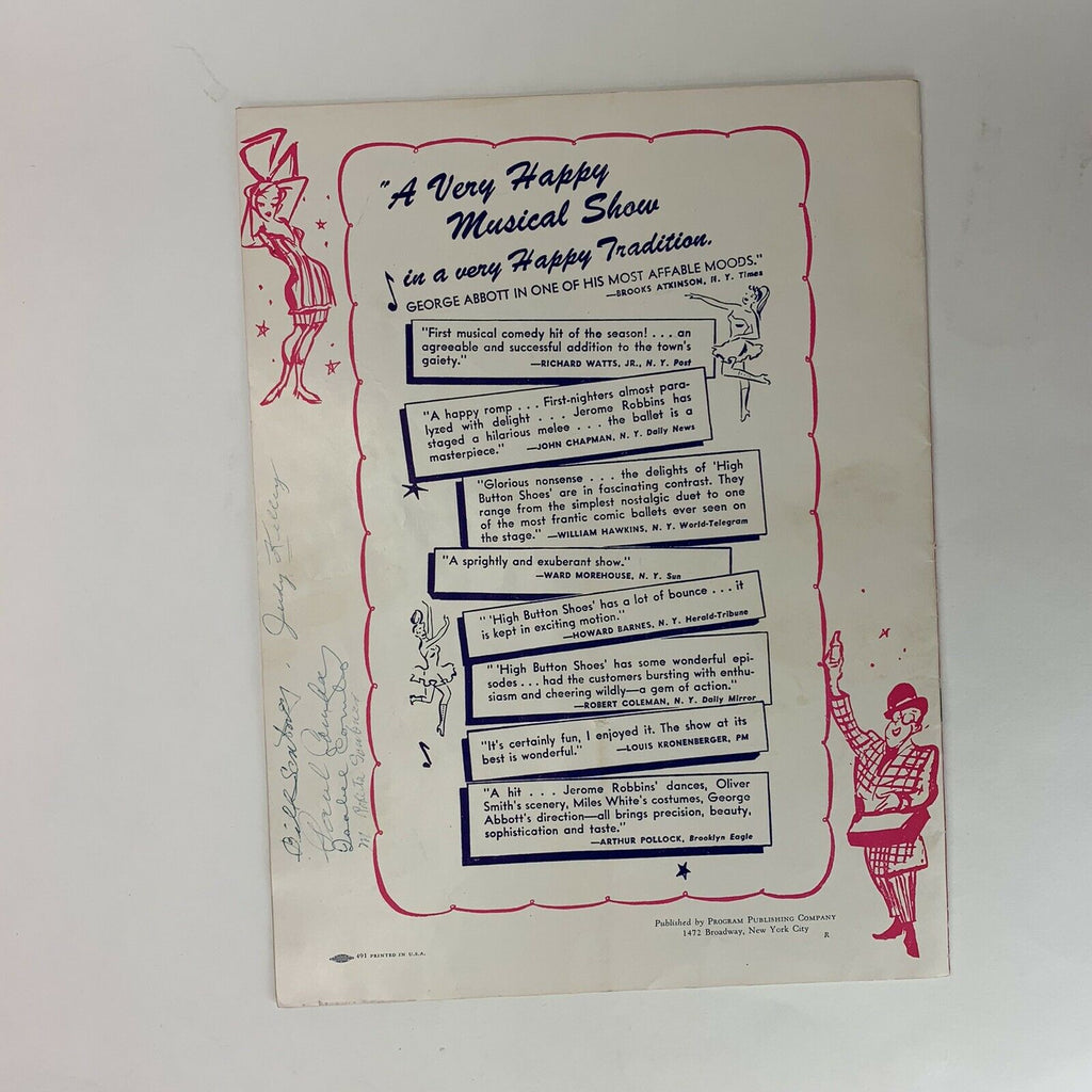 High Button Shoes Souvenir Program Eddie Foy Jr Jack Whiting Audrey Meadows