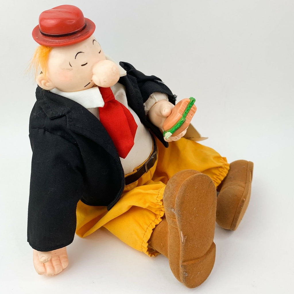 Vintage 1985 Wimpy Plush Doll With Cheeseburger From Popeye By Presents