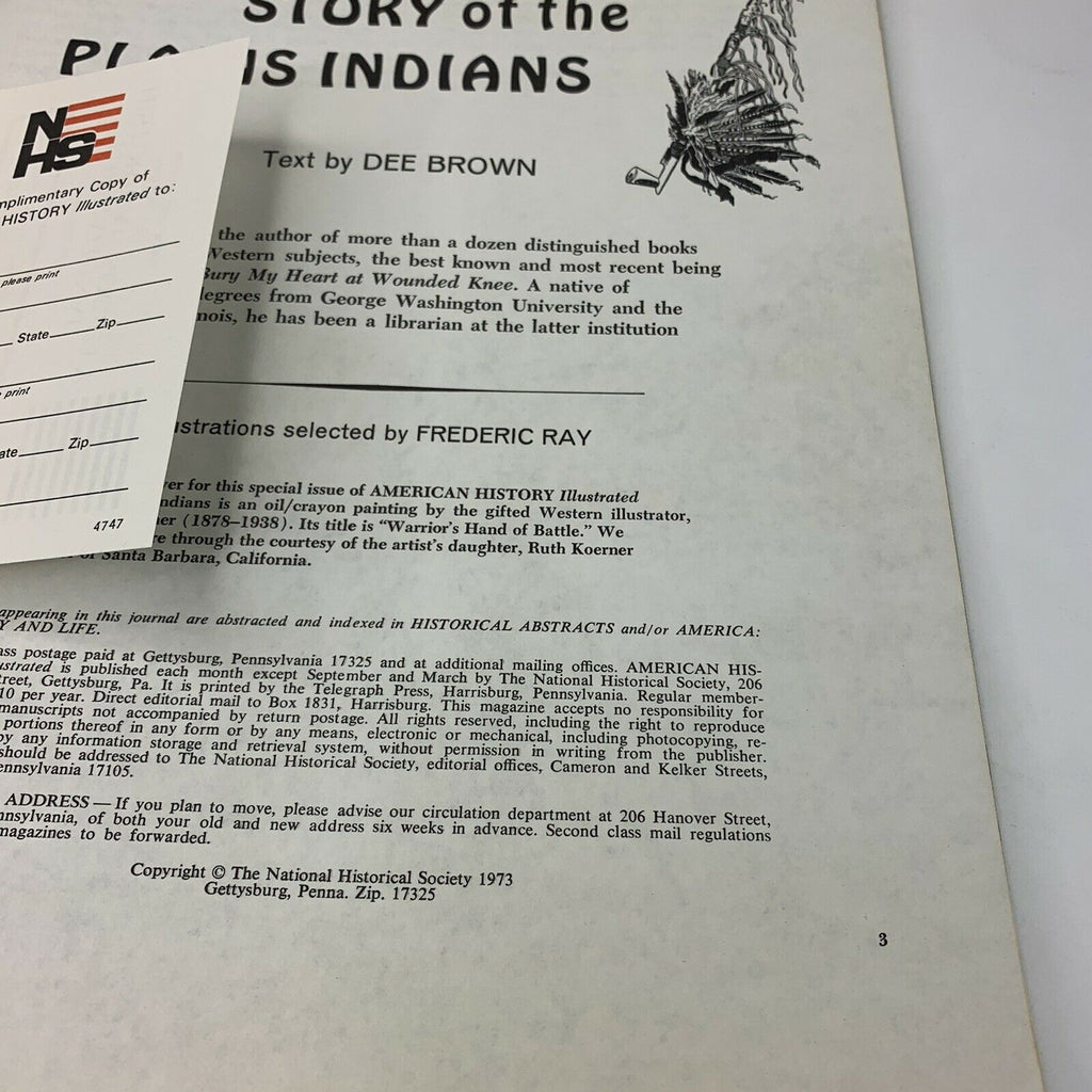 AMERICAN HISTORY ILLUSTRATED: Story of the Plains Indians Dee Brown 1973