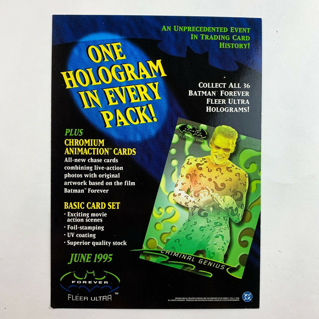 1995 Fleer Ultra Batman Forever 4 Card Uncut Trading Card Sheet Promo