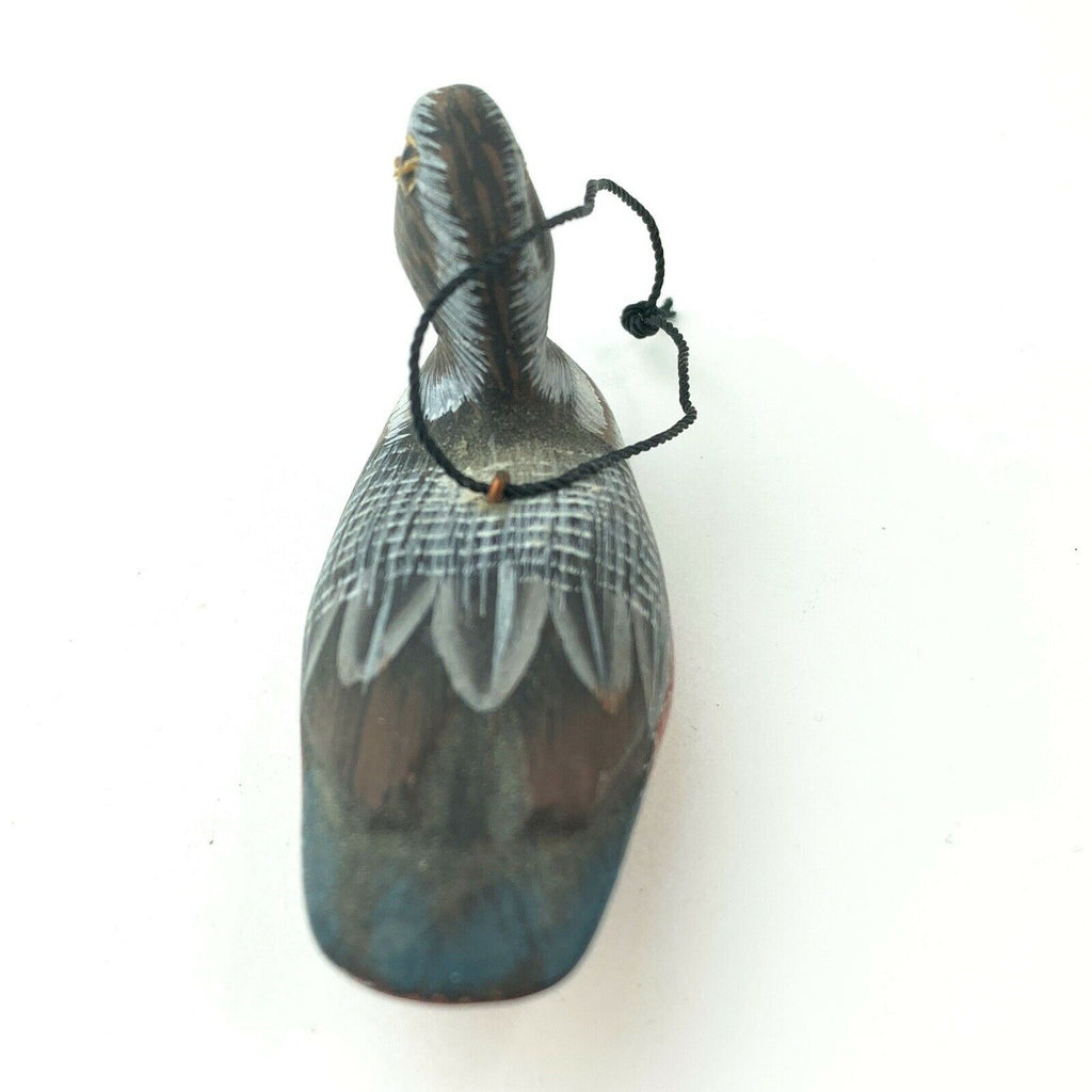 Mini Duck Miniature Wooden Decoy Hand Carved Bird Ornament Figurine