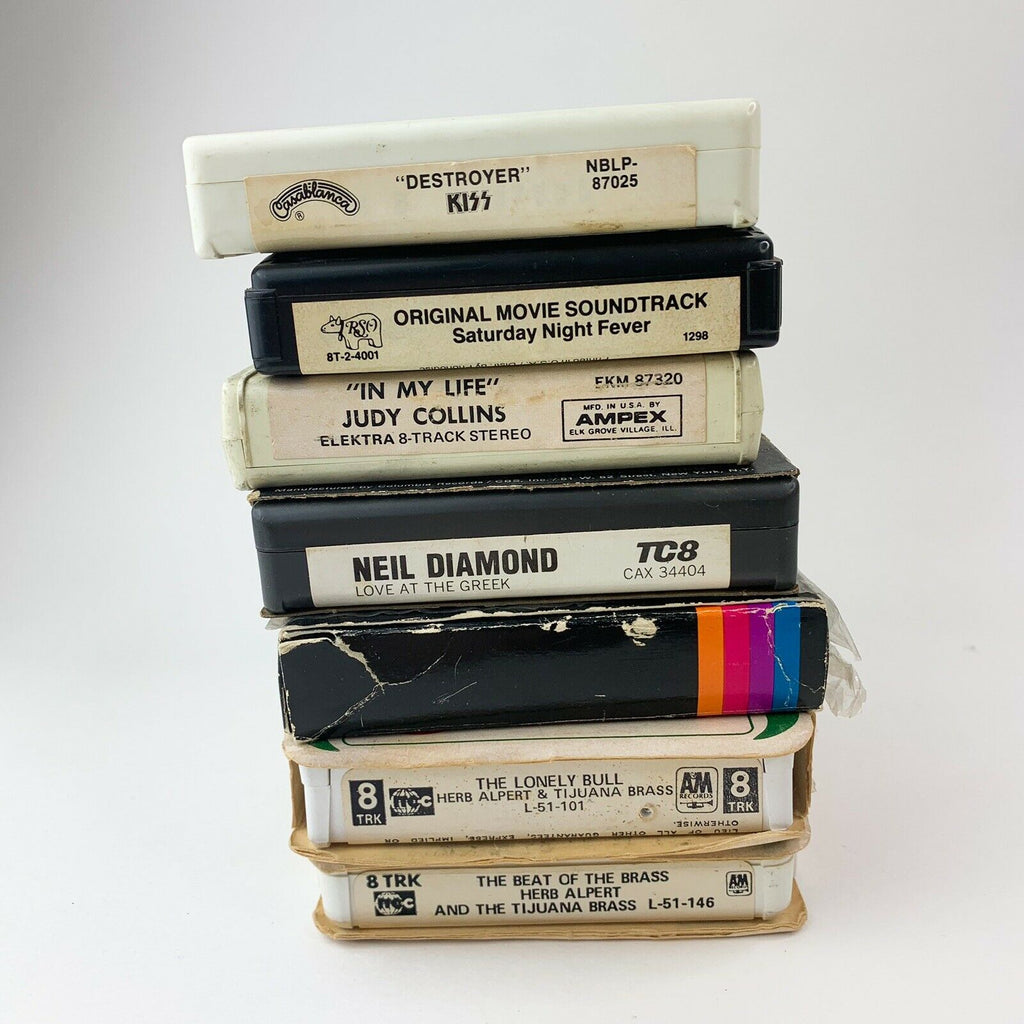 8 Track Tape Mixed Music Movie Lot 7 Kiss Neil Diamond Judy Collins Night Fever