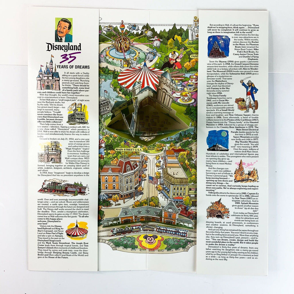 Disneyland Walt Disney's Magic Kindom 35th Anniversary Pop-Up Map Of The Park