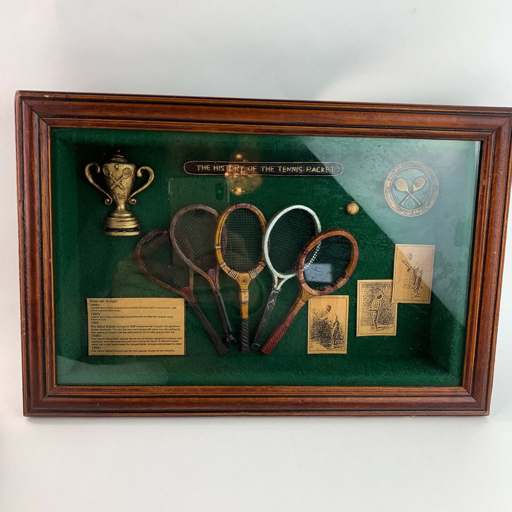 The History of the Tennis Racket Shadow Box Wall Art Hanging Sports