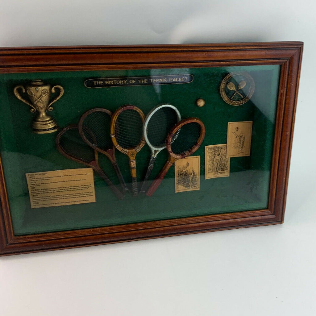 The History of the Tennis Racket Shadow Box Wall Art Hanging Sports