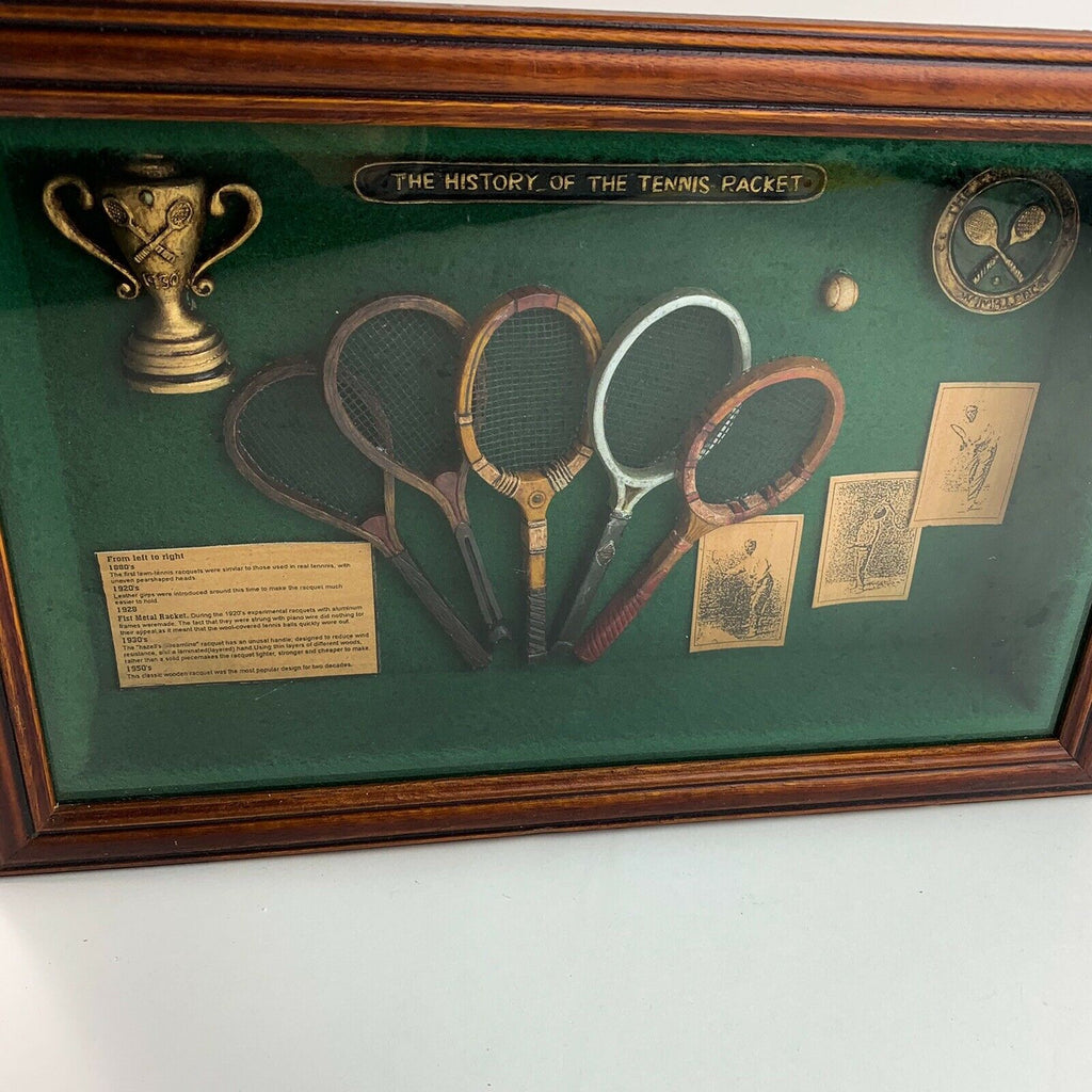 The History of the Tennis Racket Shadow Box Wall Art Hanging Sports