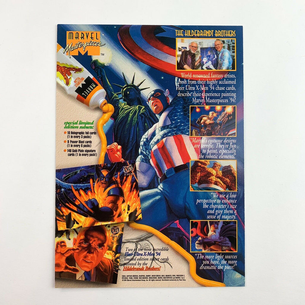 Marvel Masterpieces Uncut 4 Trading Card Sheet X-Men Promotional Promo