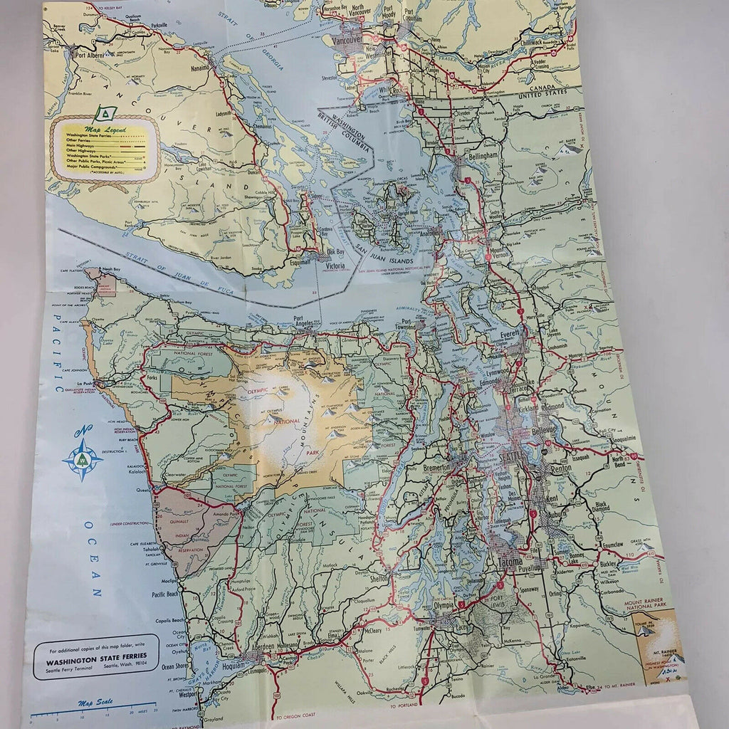 Washington State Ferries Puget Sound Guide Map Brochure