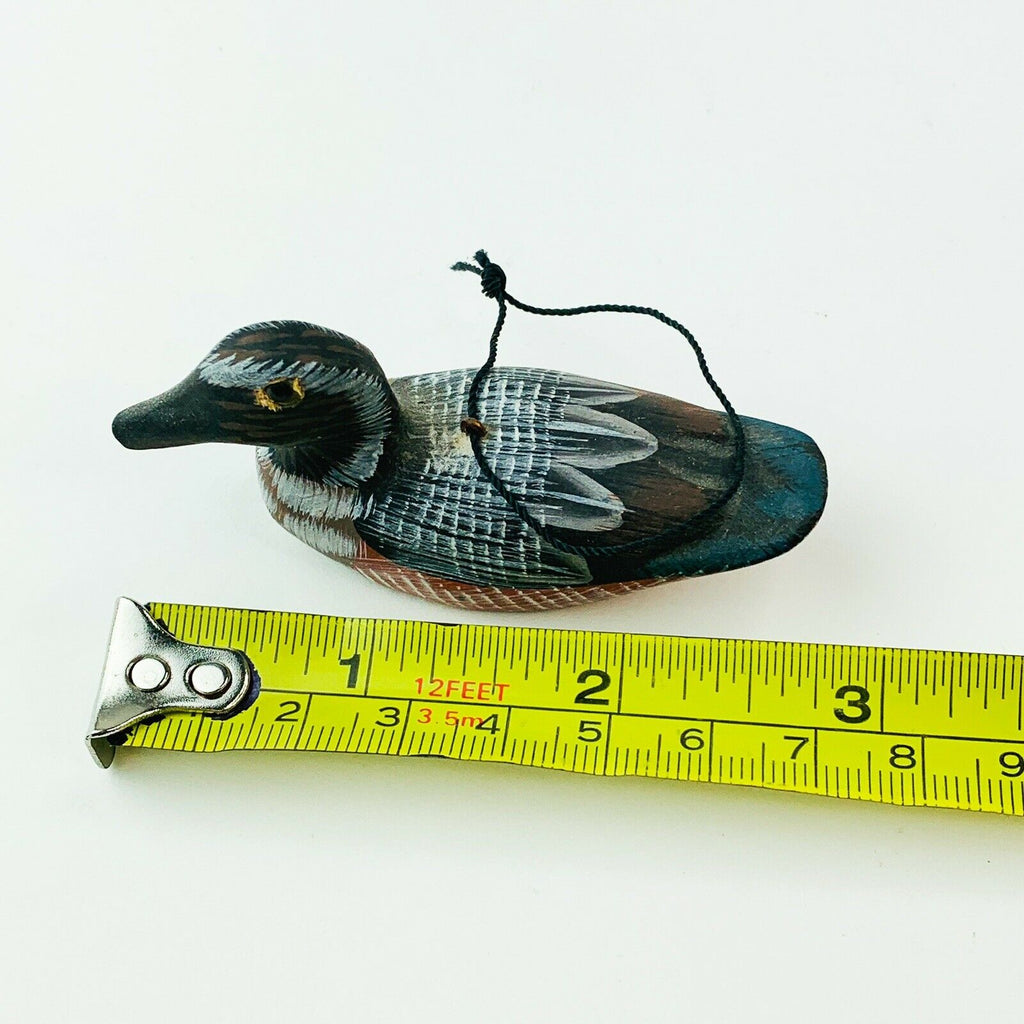 Mini Duck Miniature Wooden Decoy Hand Carved Bird Ornament Figurine