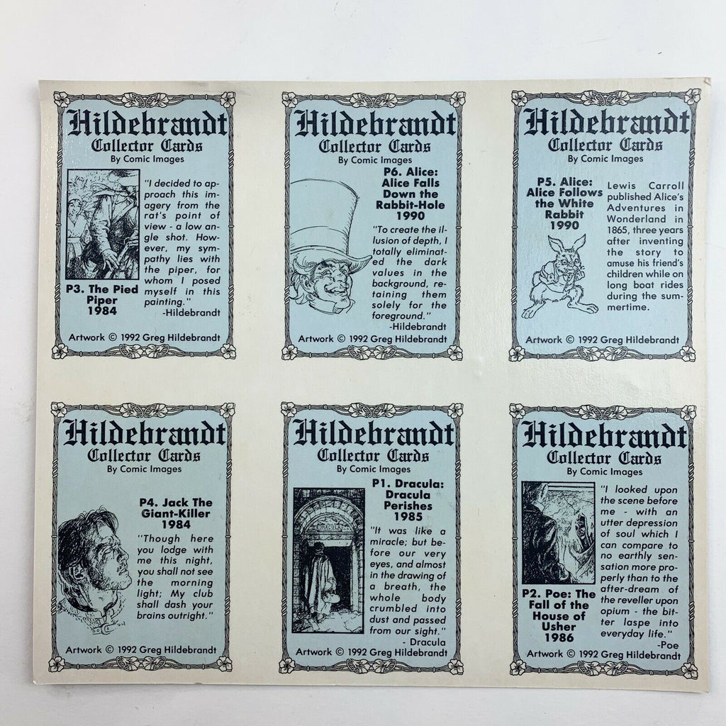 1992 Comic Images Greg Hildebrandt Prism 6 Card Uncut Sheet
