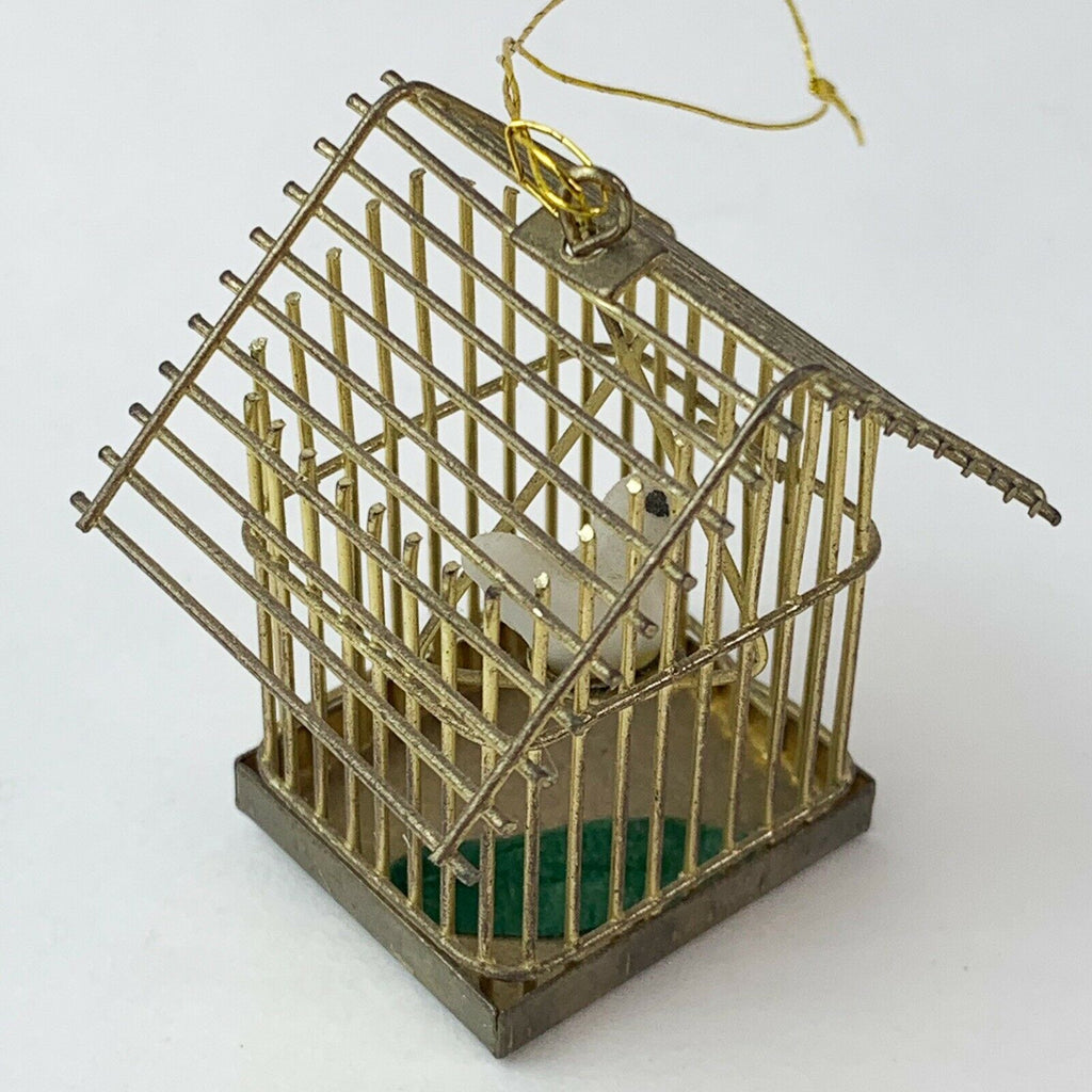 Dollhouse Miniature Brass Bird Cage w/Swinging Bird