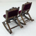 Folding Wood Rocking Chair Dollhouse Miniature Burgundy Crush Felt Chairs