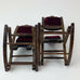 Folding Wood Rocking Chair Dollhouse Miniature Burgundy Crush Felt Chairs