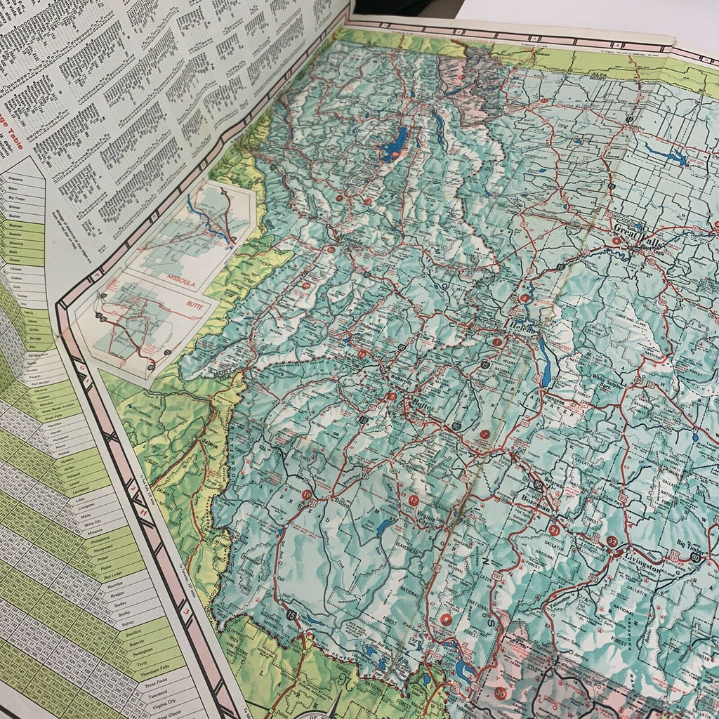 1967 Montana Official Highway Road Map The Big Sky Country