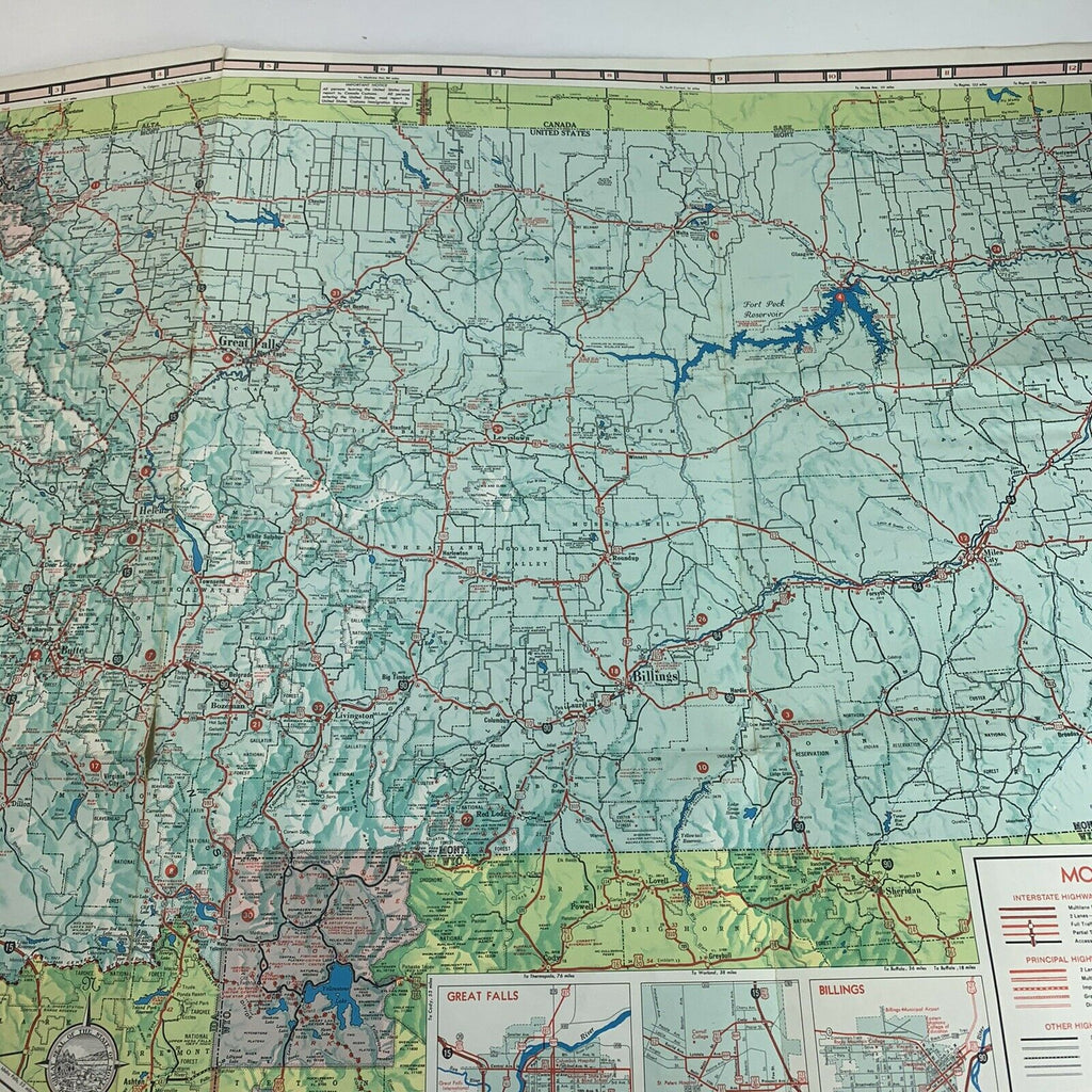 1967 Montana Official Highway Road Map The Big Sky Country