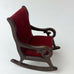 Dollhouse Miniature Burgundy Crush Felt Wood Rocking Chair