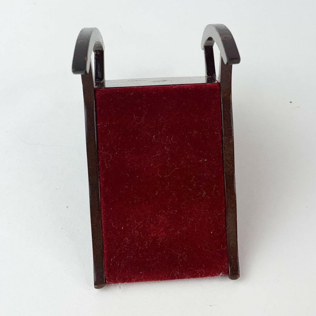 Dollhouse Miniature Burgundy Crush Felt Wood Rocking Chair