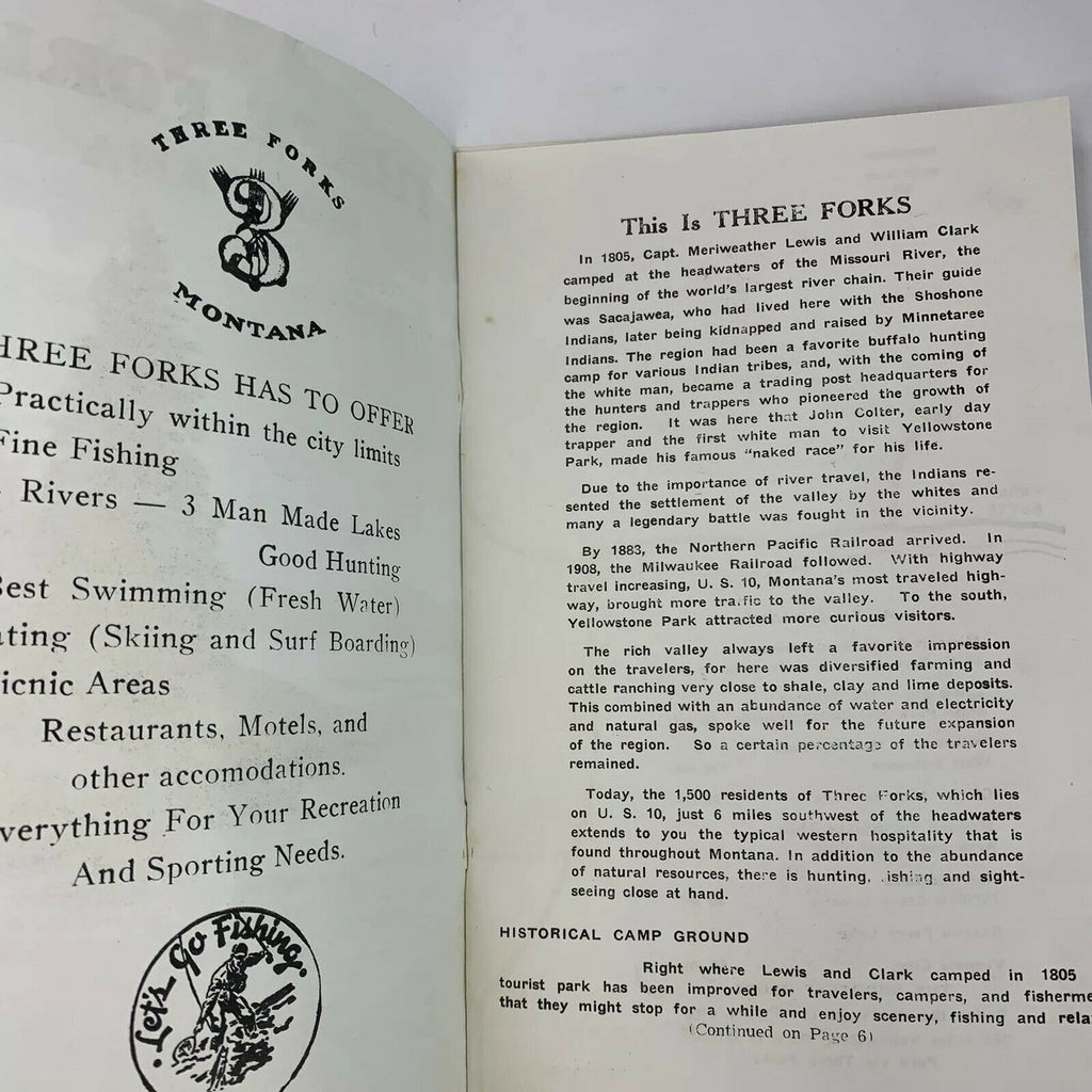 Vintage Souvenir Three Forks Montana In the Big Sky Country Brochure