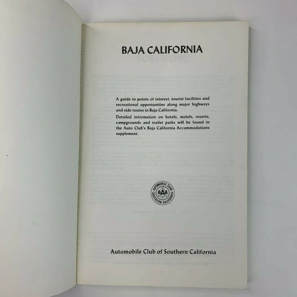 Baja California-AAA-Automobile Club of Southern California 1985 Paperback