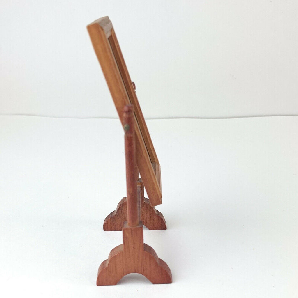Dollhouse Miniature Wood Wooden Standing Mirror Decoration