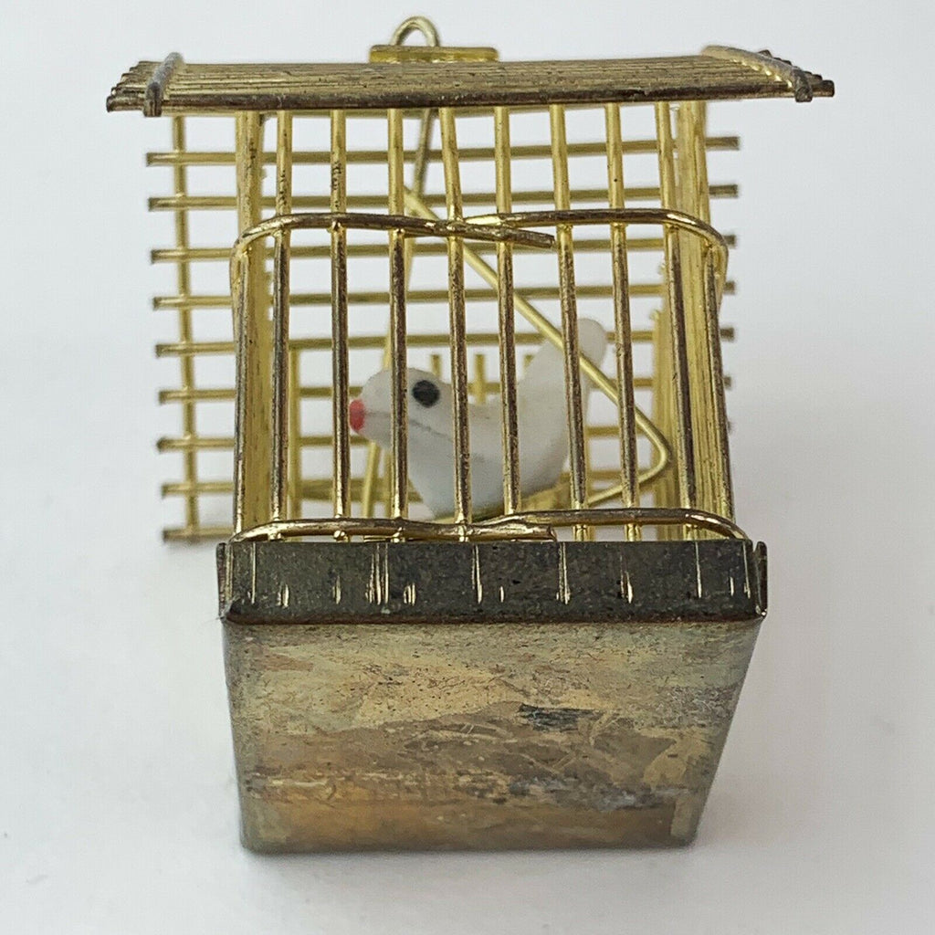 Dollhouse Miniature Brass Bird Cage w/Swinging Bird